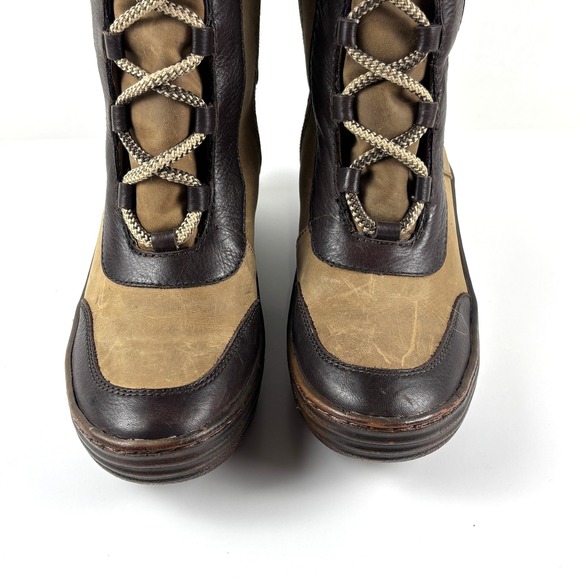 Bionica Womens Leather Textile Wedge Lace Up Zip Winter Boots Size 7M - Picture 4 of 8